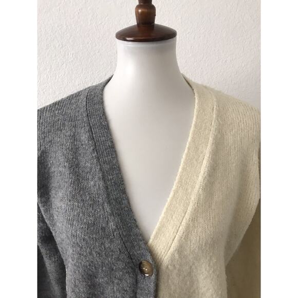 Olivia Sky Cardigan Sweater V Neck Colorblock Stretch Knit - Picture 2 of 9